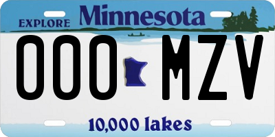 MN license plate 000MZV