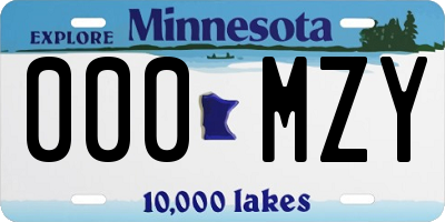 MN license plate 000MZY