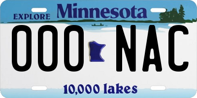 MN license plate 000NAC