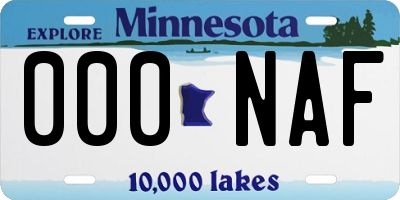 MN license plate 000NAF