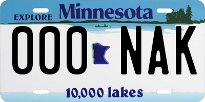 MN license plate 000NAK
