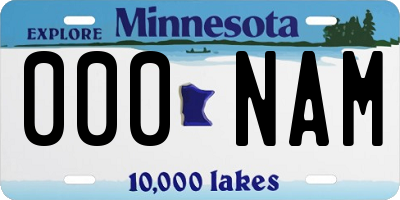 MN license plate 000NAM