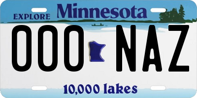 MN license plate 000NAZ