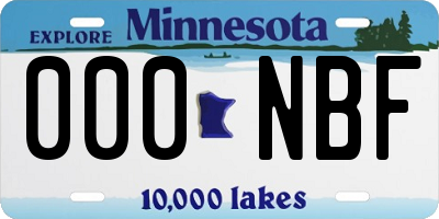 MN license plate 000NBF