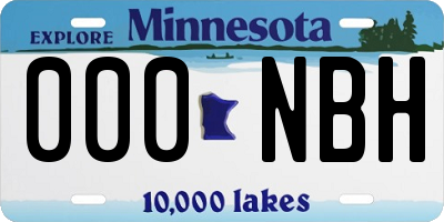 MN license plate 000NBH
