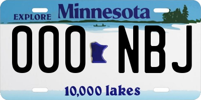 MN license plate 000NBJ
