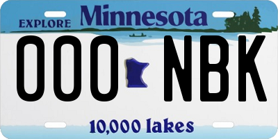 MN license plate 000NBK