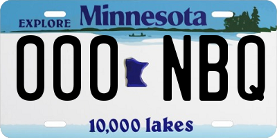 MN license plate 000NBQ