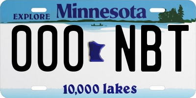 MN license plate 000NBT