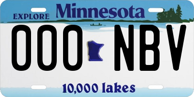 MN license plate 000NBV