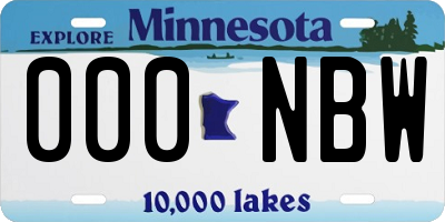 MN license plate 000NBW