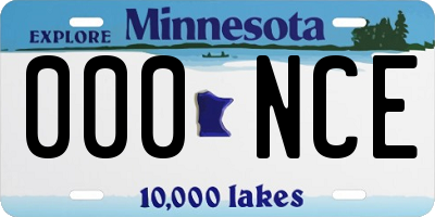 MN license plate 000NCE