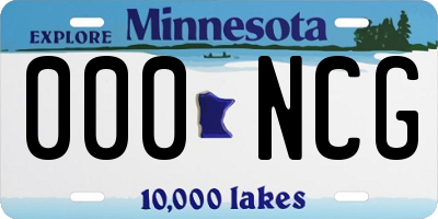 MN license plate 000NCG