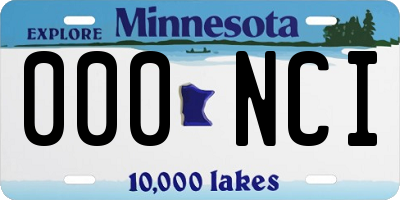 MN license plate 000NCI