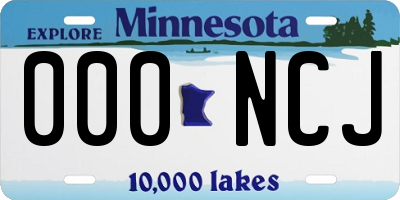 MN license plate 000NCJ