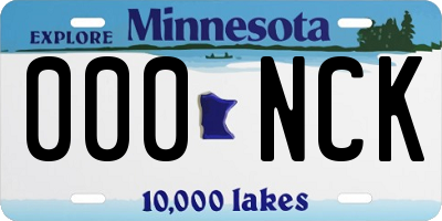 MN license plate 000NCK