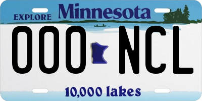 MN license plate 000NCL