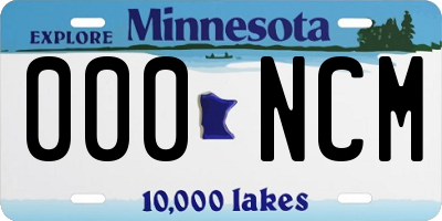 MN license plate 000NCM