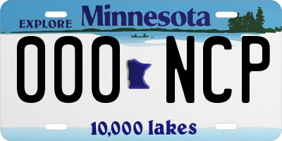 MN license plate 000NCP