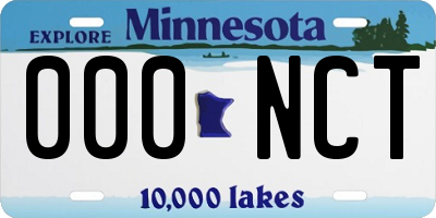 MN license plate 000NCT