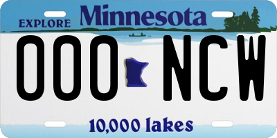 MN license plate 000NCW