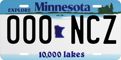 MN license plate 000NCZ