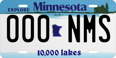 MN license plate 000NMS
