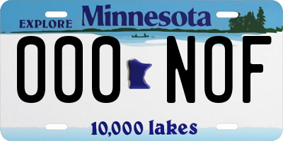 MN license plate 000NOF