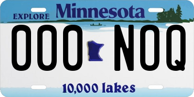 MN license plate 000NOQ