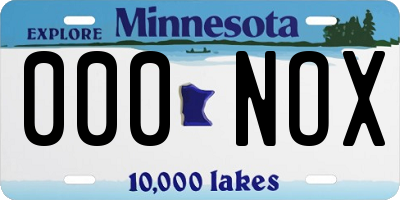 MN license plate 000NOX