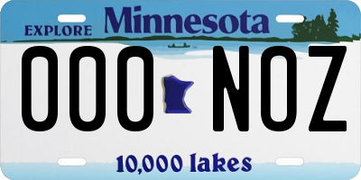 MN license plate 000NOZ