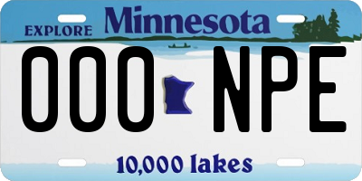 MN license plate 000NPE