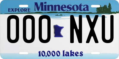 MN license plate 000NXU