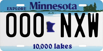 MN license plate 000NXW