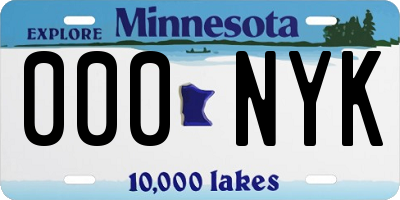 MN license plate 000NYK