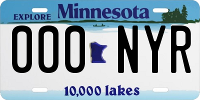 MN license plate 000NYR