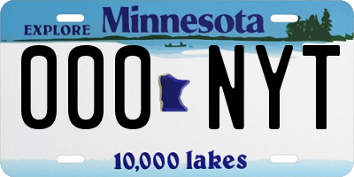 MN license plate 000NYT