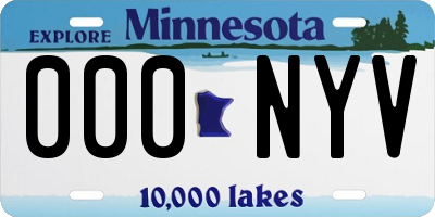 MN license plate 000NYV
