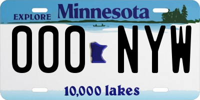 MN license plate 000NYW