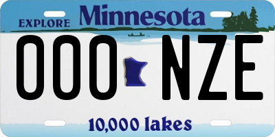 MN license plate 000NZE