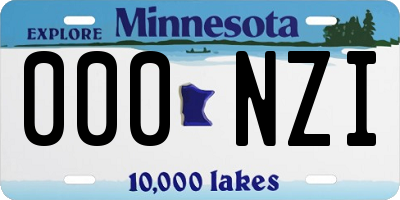 MN license plate 000NZI