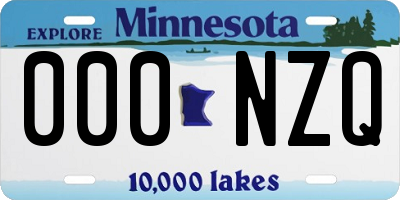 MN license plate 000NZQ