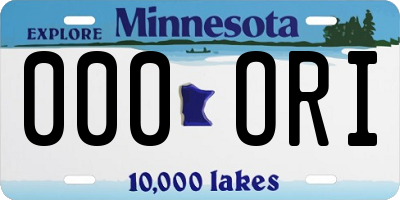 MN license plate 000ORI