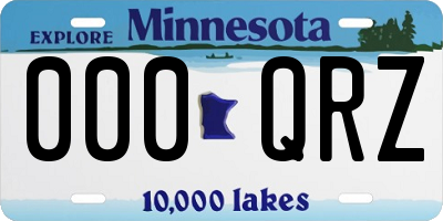 MN license plate 000QRZ