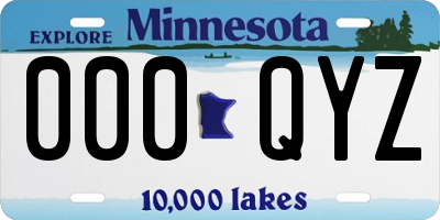 MN license plate 000QYZ