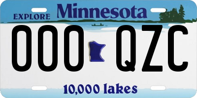 MN license plate 000QZC