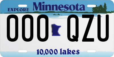 MN license plate 000QZU
