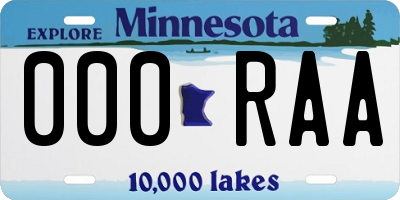MN license plate 000RAA