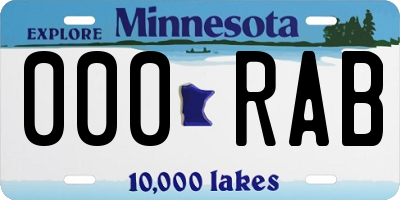 MN license plate 000RAB
