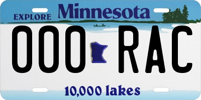 MN license plate 000RAC